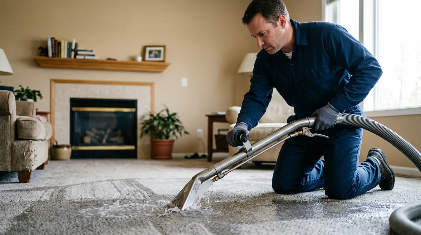 Water damage restoration technician working near Wilsons, VA